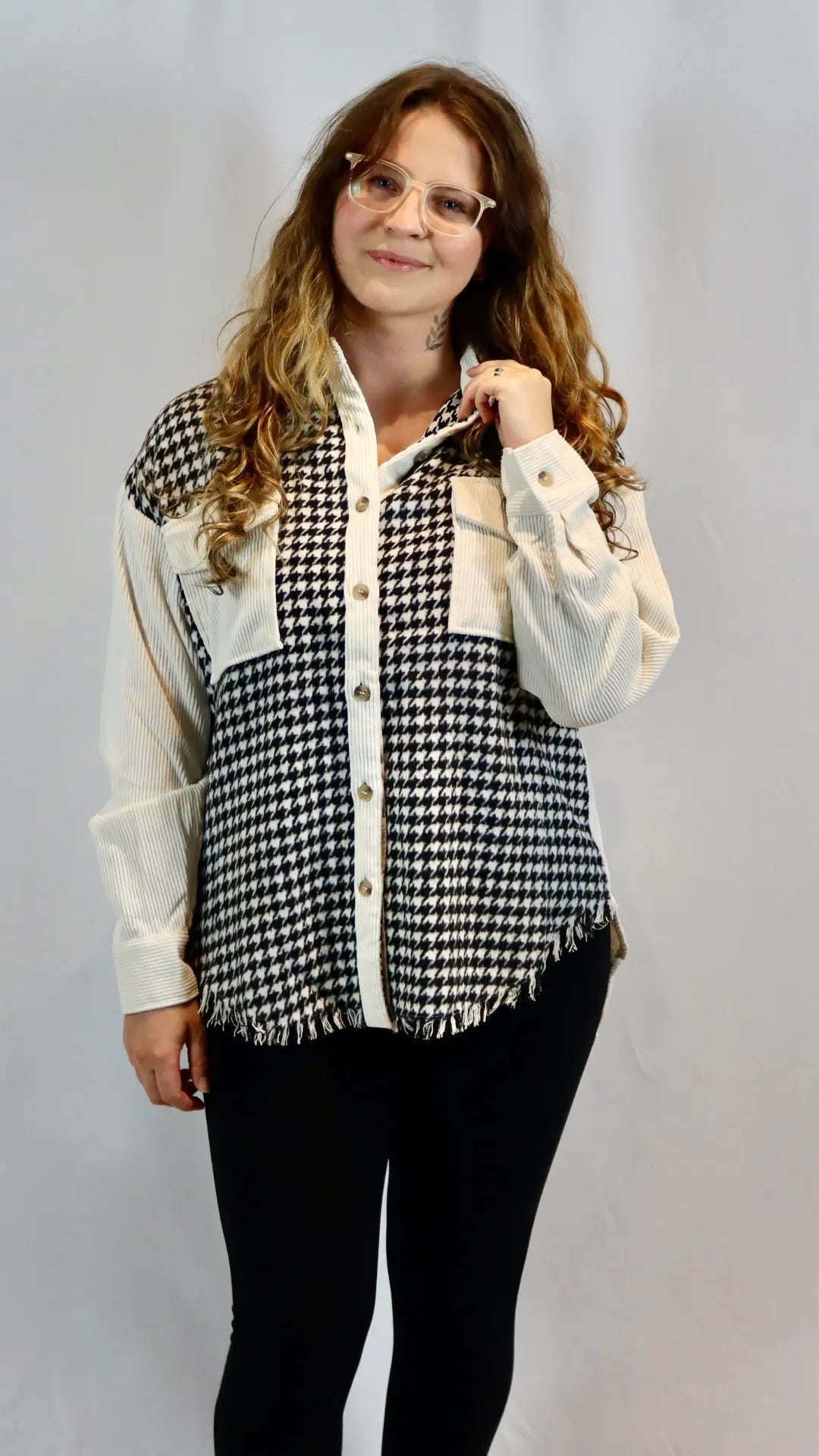 COLORBLOCK HOUNDSTOOTH SHACKET