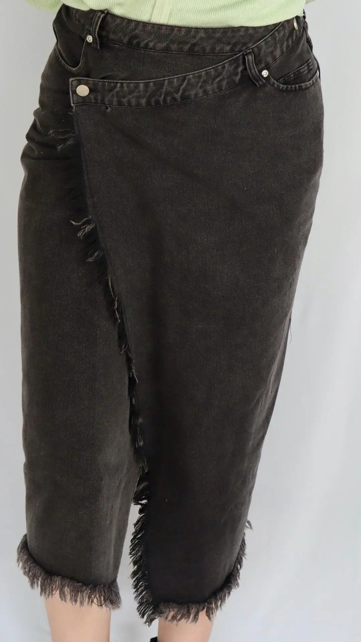Washed Crossover Skirt