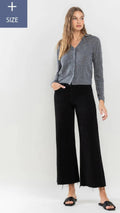 PLUS HIGH RISE RAW HEM CROP LEG JEANS