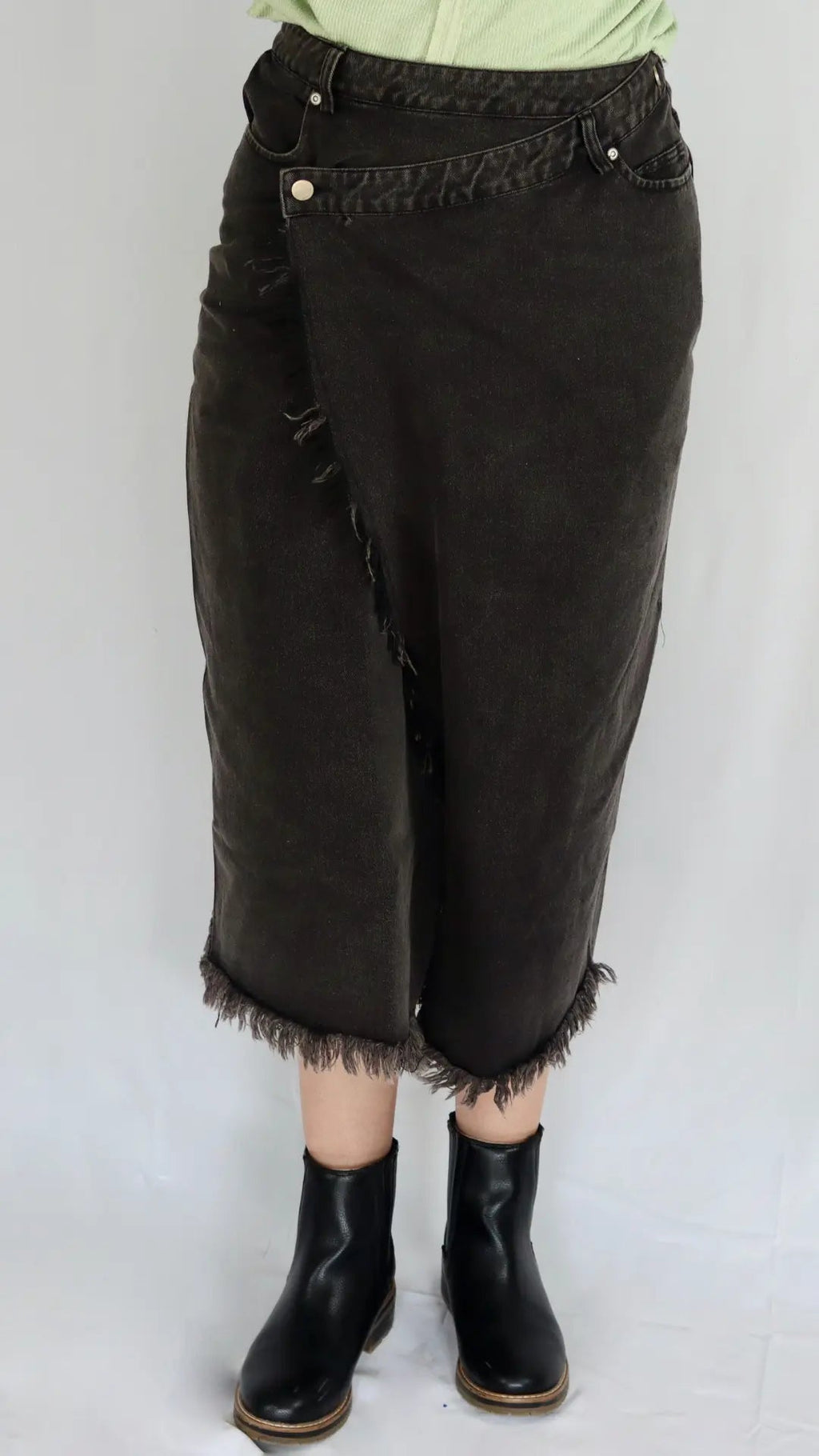 Washed Crossover Skirt
