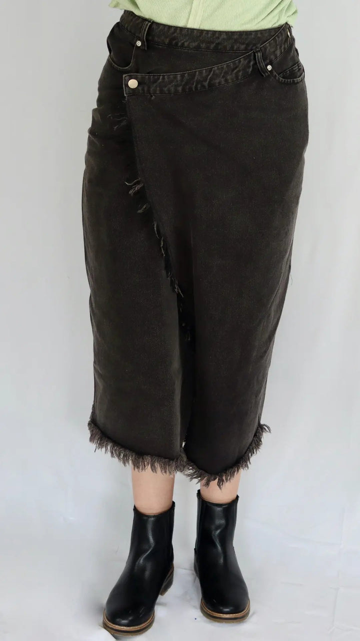 Washed Crossover Skirt