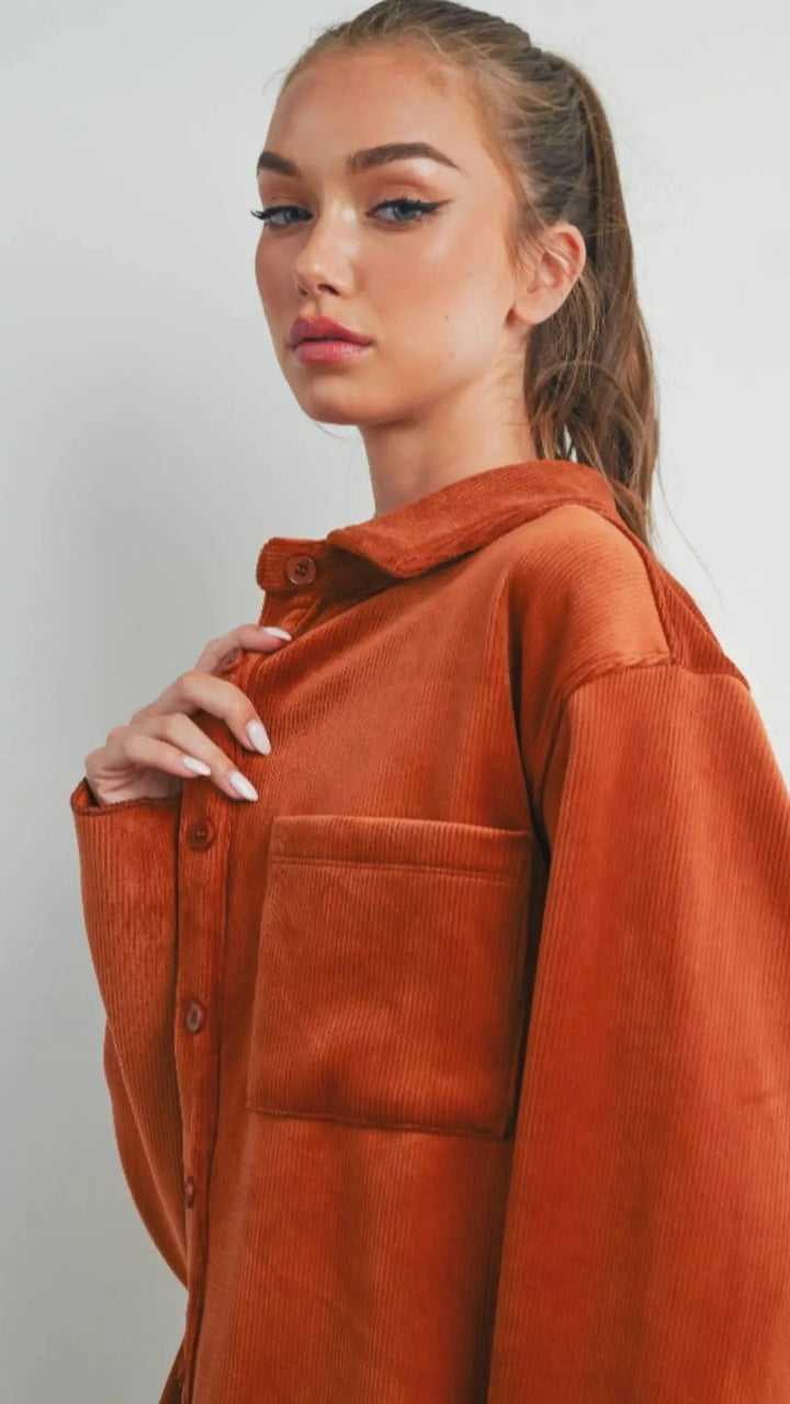 CORDUROY AND  VELVET JACKET - Sienna
