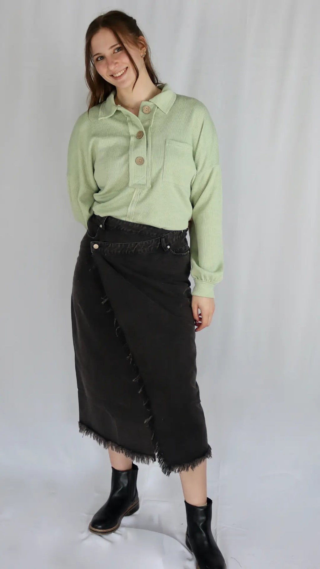 Washed Crossover Skirt