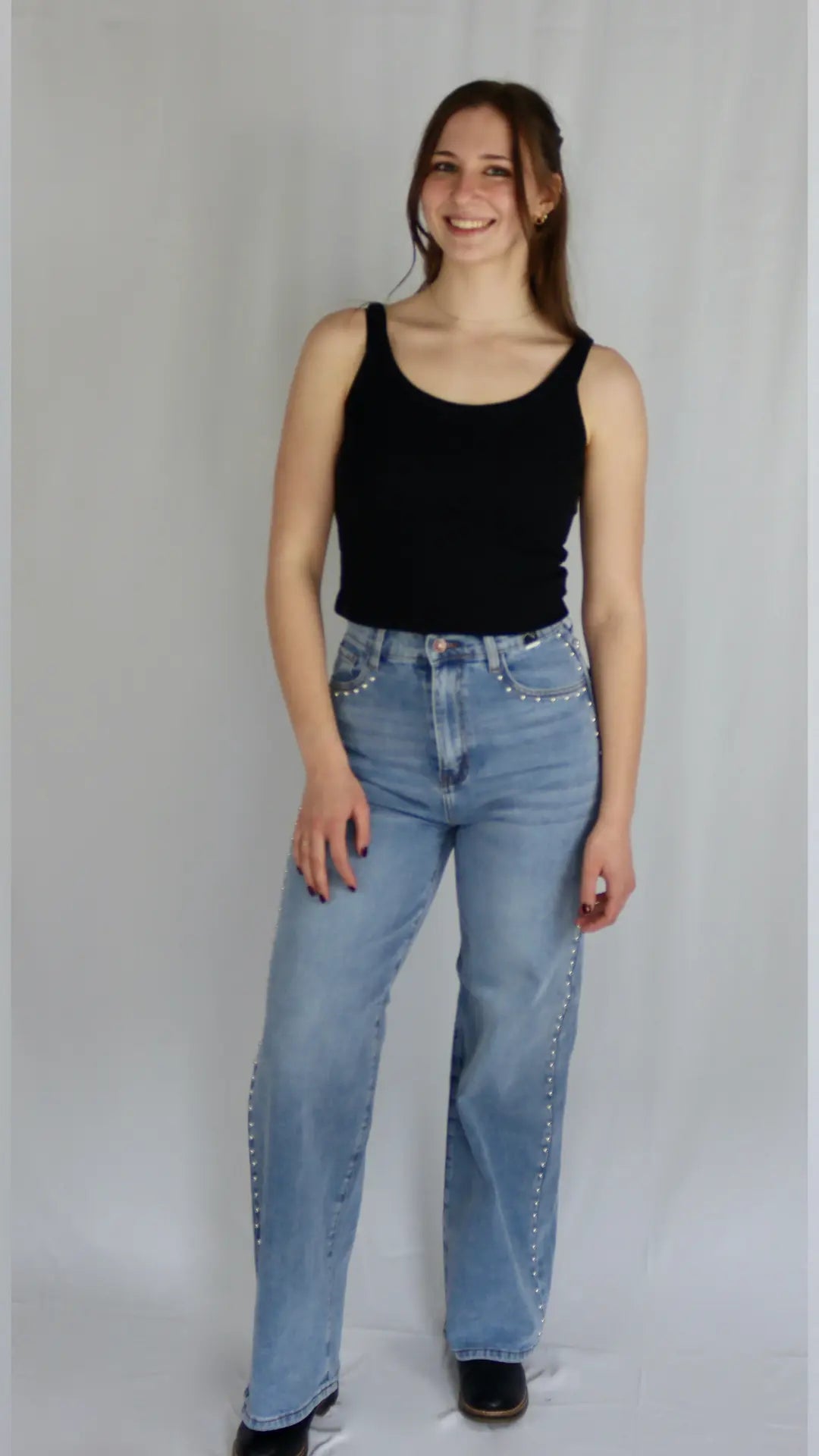 Star Studded Wide-Leg Jeans