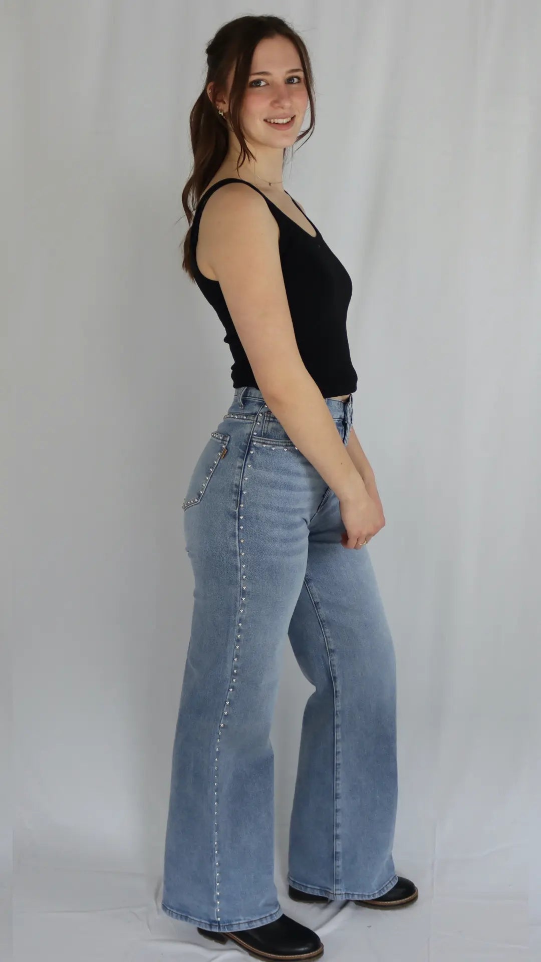 Star Studded Wide-Leg Jeans
